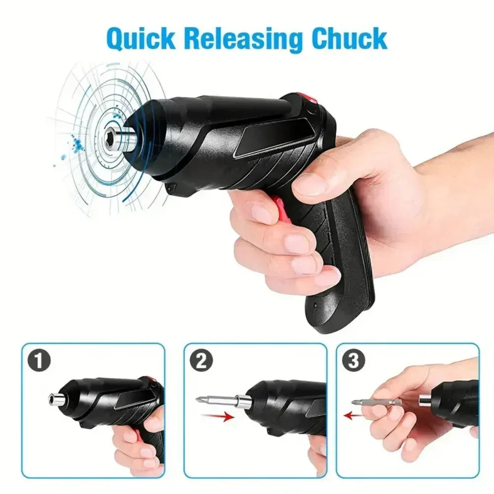 47pcs Electric Screwdriver Cordless Electric Kit Household Small Electric Drill Driver Front LED Light Easy For Small Home Tools