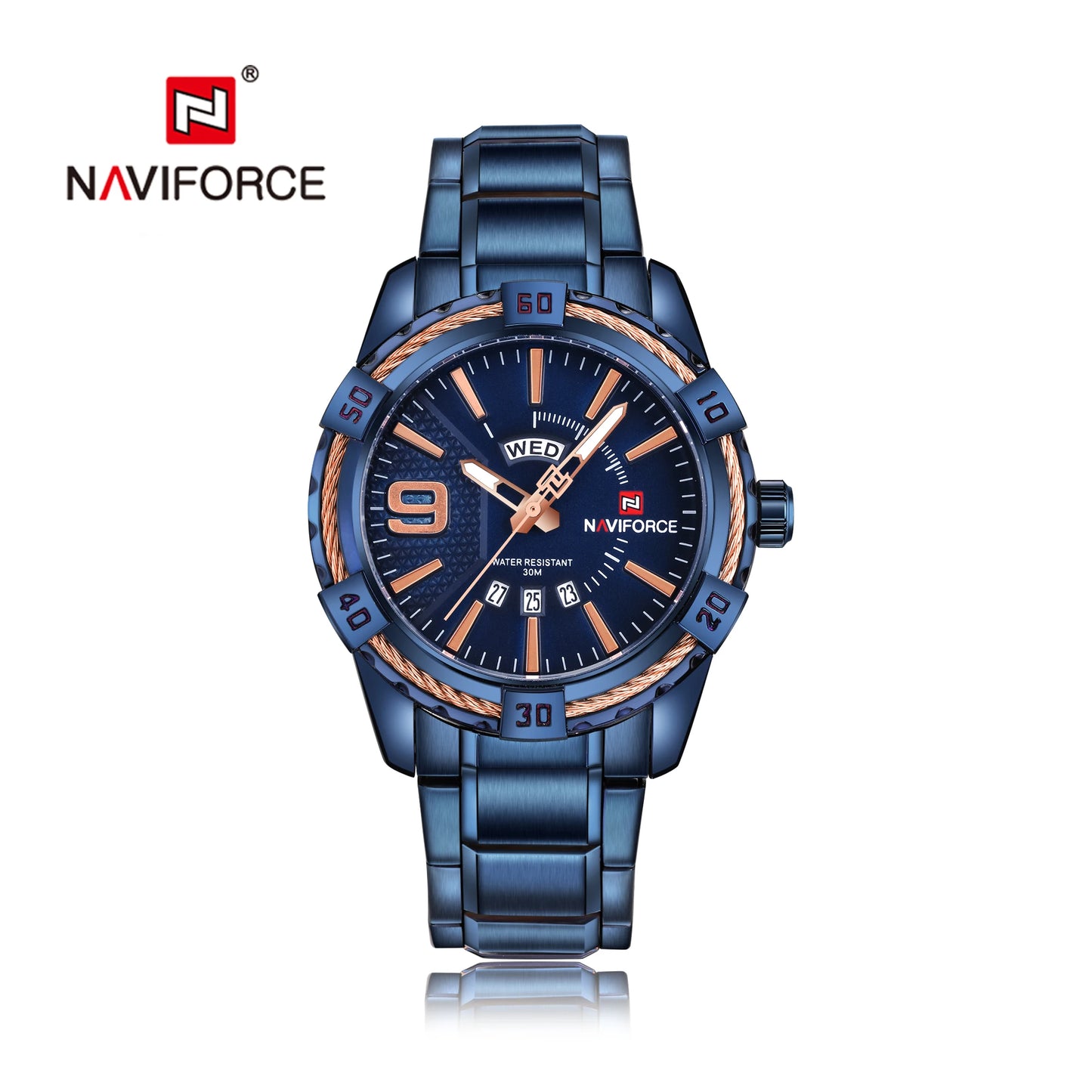 NAVIFORCE Luxury Brand Men's WristWatch Original Fashion Quartz Classic Watches For Men Waterproof Business Steel Band Clock Man