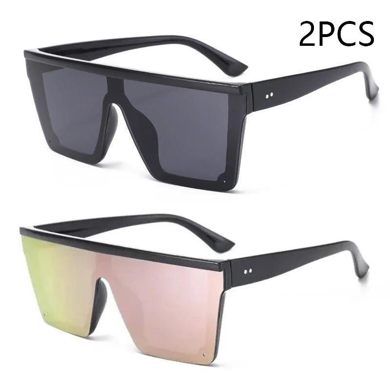 New Large-frame One-piece Sunglasses, European And American Fashionable Square Frame Sunglasses For Women, Colorful Glasses