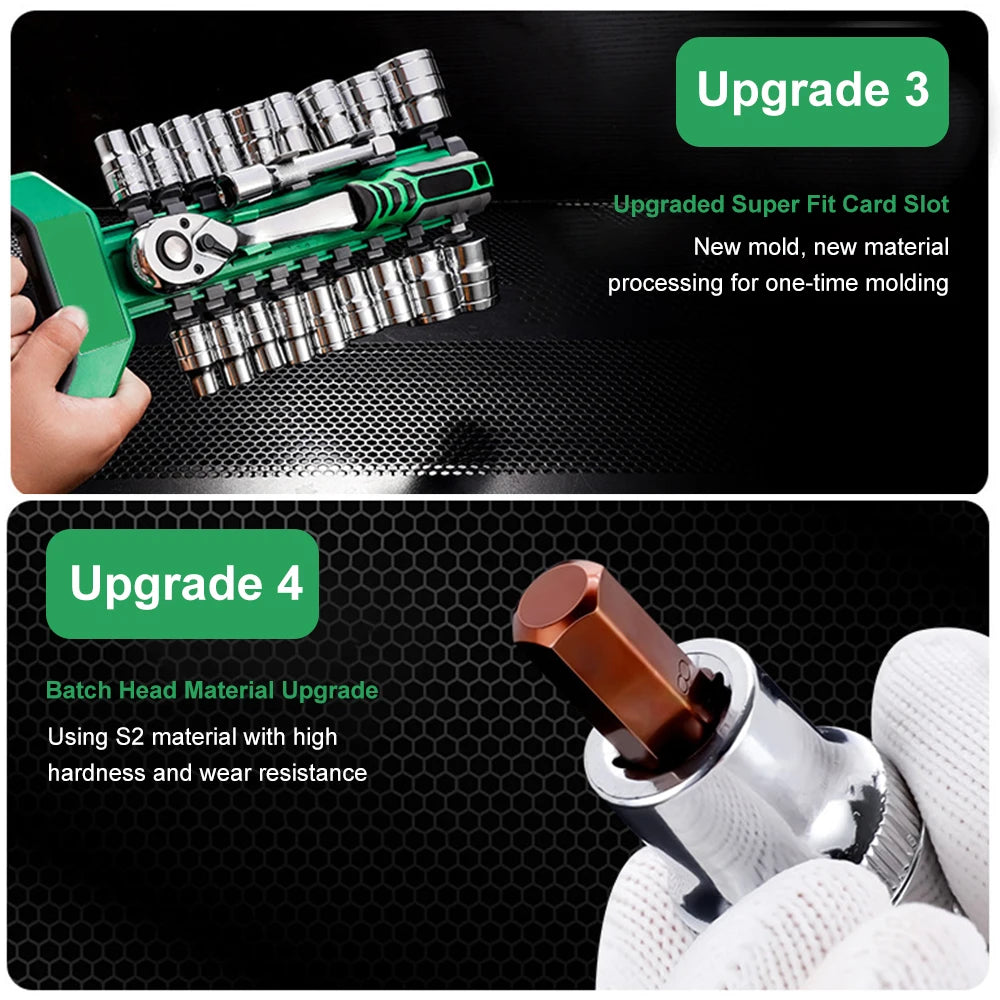 Ratchet Socket Wrench Set 1/4 3/8 1/2 Combination Motorcycle Car Repair Hand Tools Spanner Sleeves Head Auto Repairing Kit