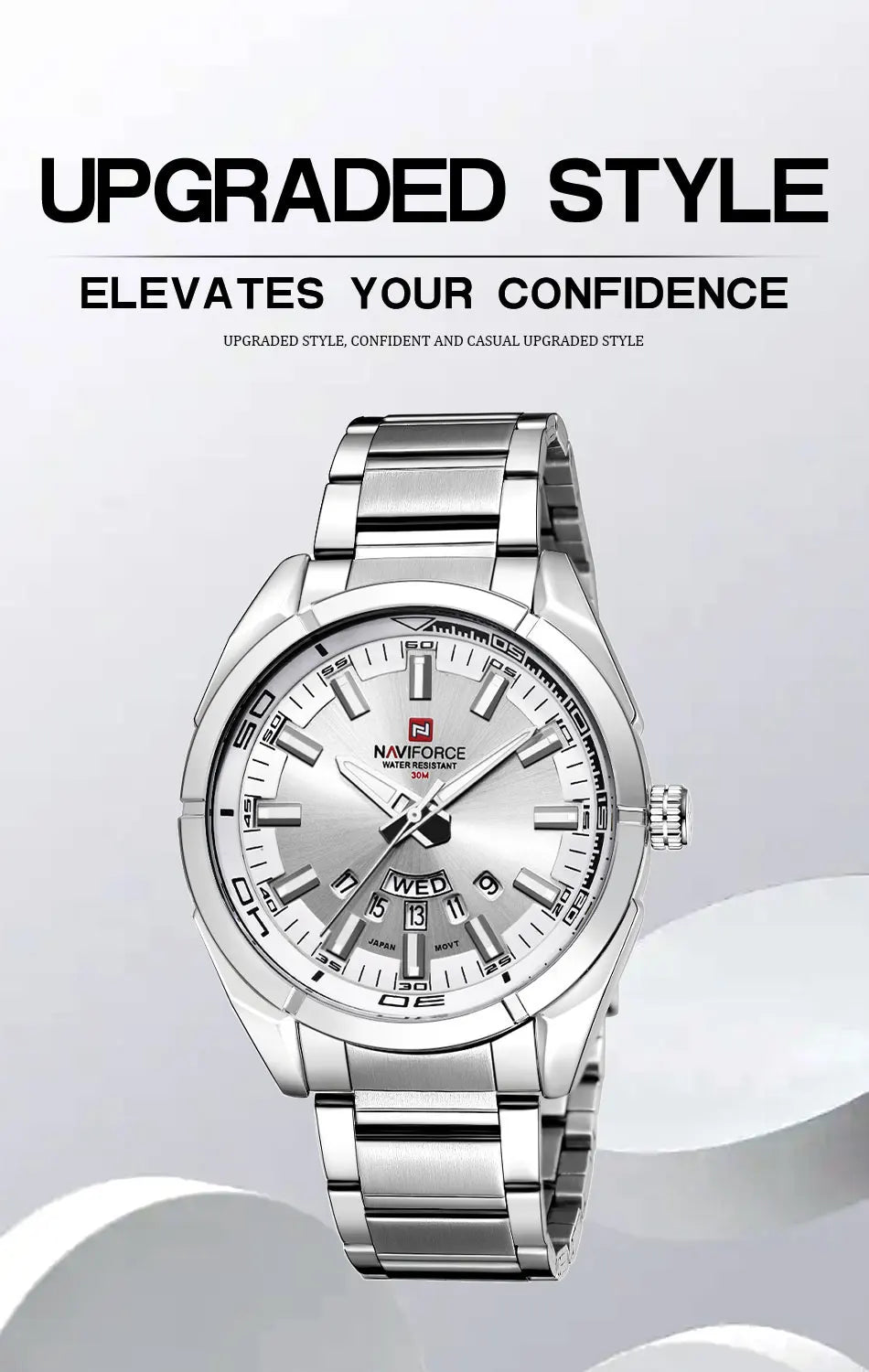 NAVIFORCE Classic Casual Watch for Men Stainless teel Sport Waterproof Male Watches Quartz Date Display Clock  Relogio Masculino