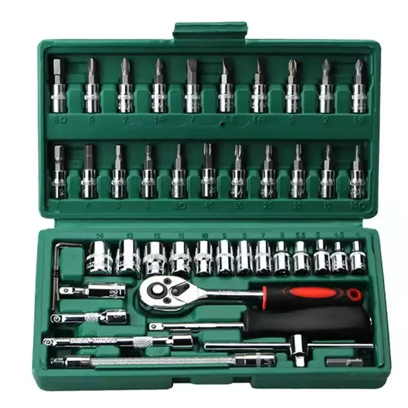 46/53 Piece/Set 1/4-Inch Socket Set Car Repair Tool Ratchet Torque Wrench Combo Auto Repairing Tool Set NEW Car Repair Tool Kit