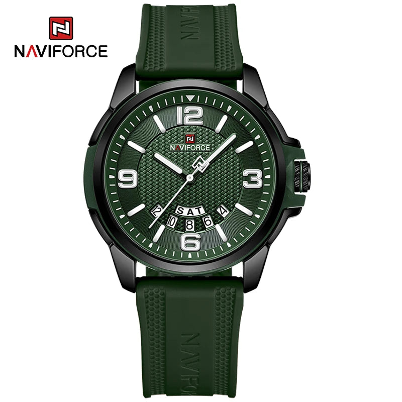 NAVIFORCE Creative TPU Strap Male Wristwatch Fashion Sports 3ATM Waterproof Quartz Day and Date Display Men Watches Reloj Hombre