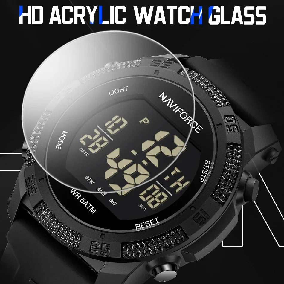 NAVIFORCE NF7104  Men's LCD Digital Casual Date and Week Alarm Waterproof Silicone Strap Electronic Watch