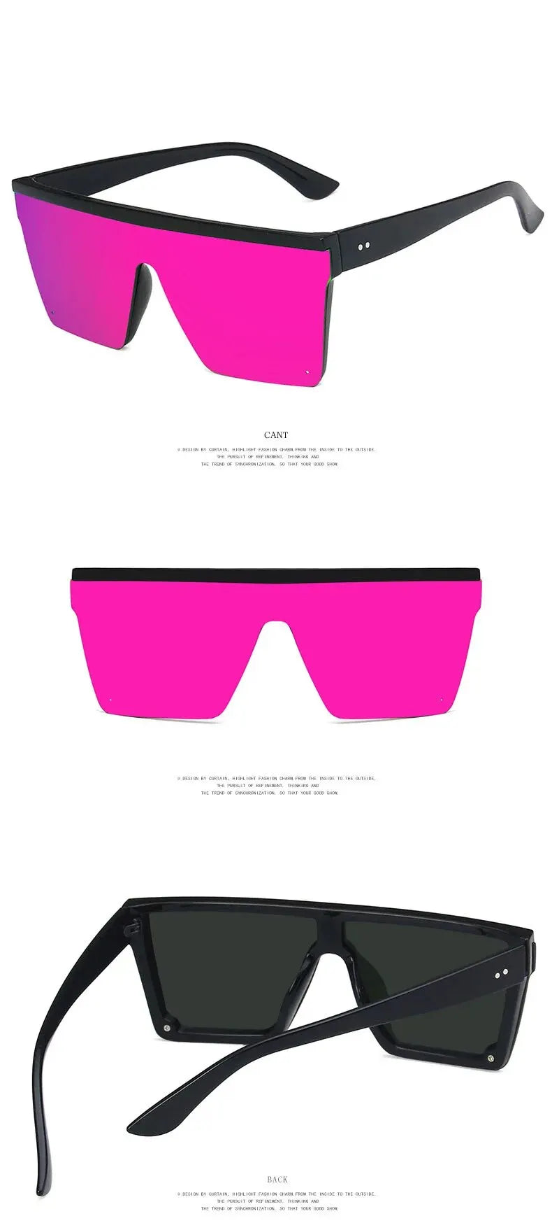 New Large-frame One-piece Sunglasses, European And American Fashionable Square Frame Sunglasses For Women, Colorful Glasses