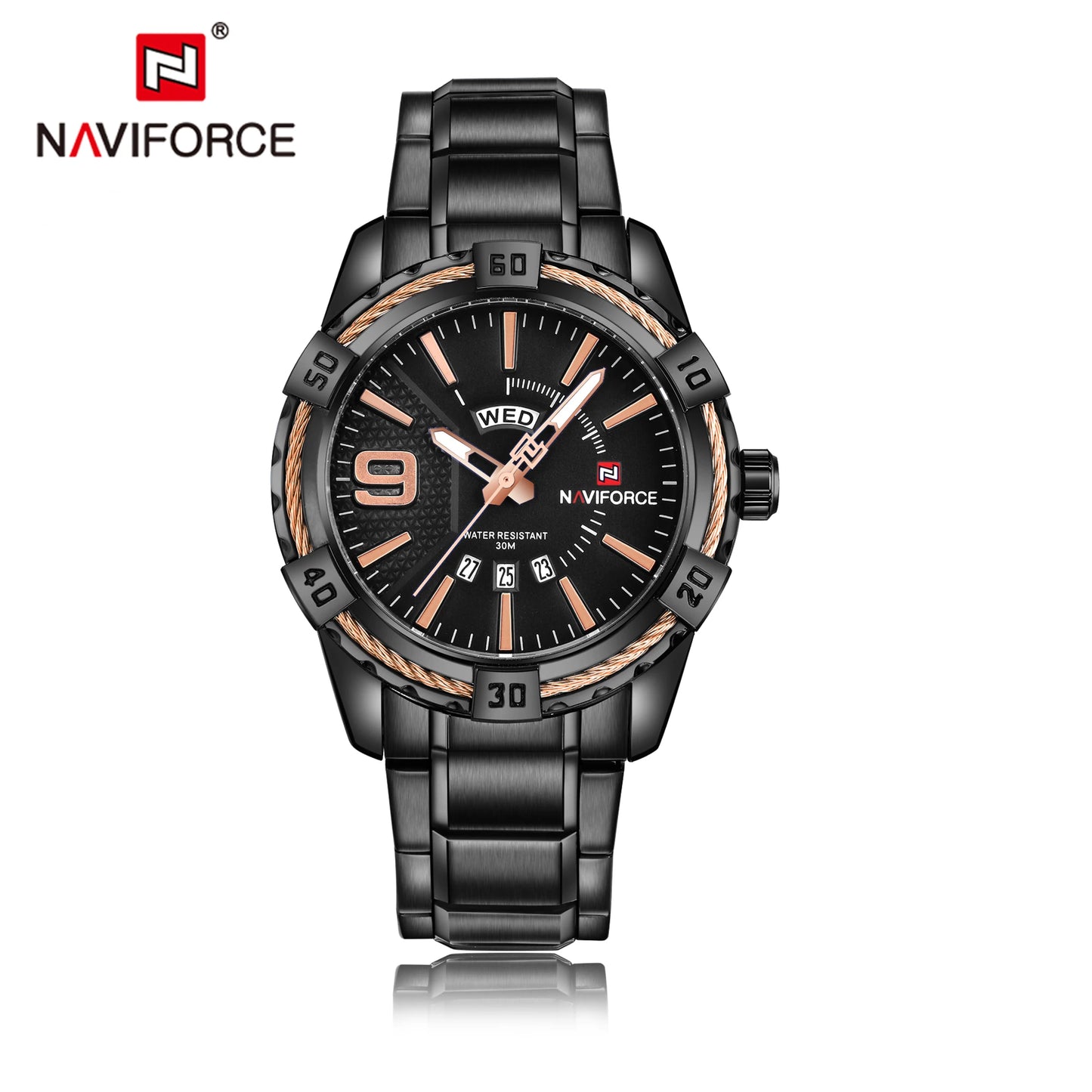 NAVIFORCE Luxury Brand Men's WristWatch Original Fashion Quartz Classic Watches For Men Waterproof Business Steel Band Clock Man