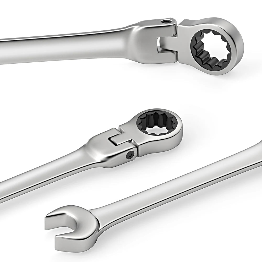 Flex-head Ratcheting Wrench Set,1Pcs Metric 6-24mm Chrome Vanadium Steel Universal Spanners for Car Repair Hand Tools
