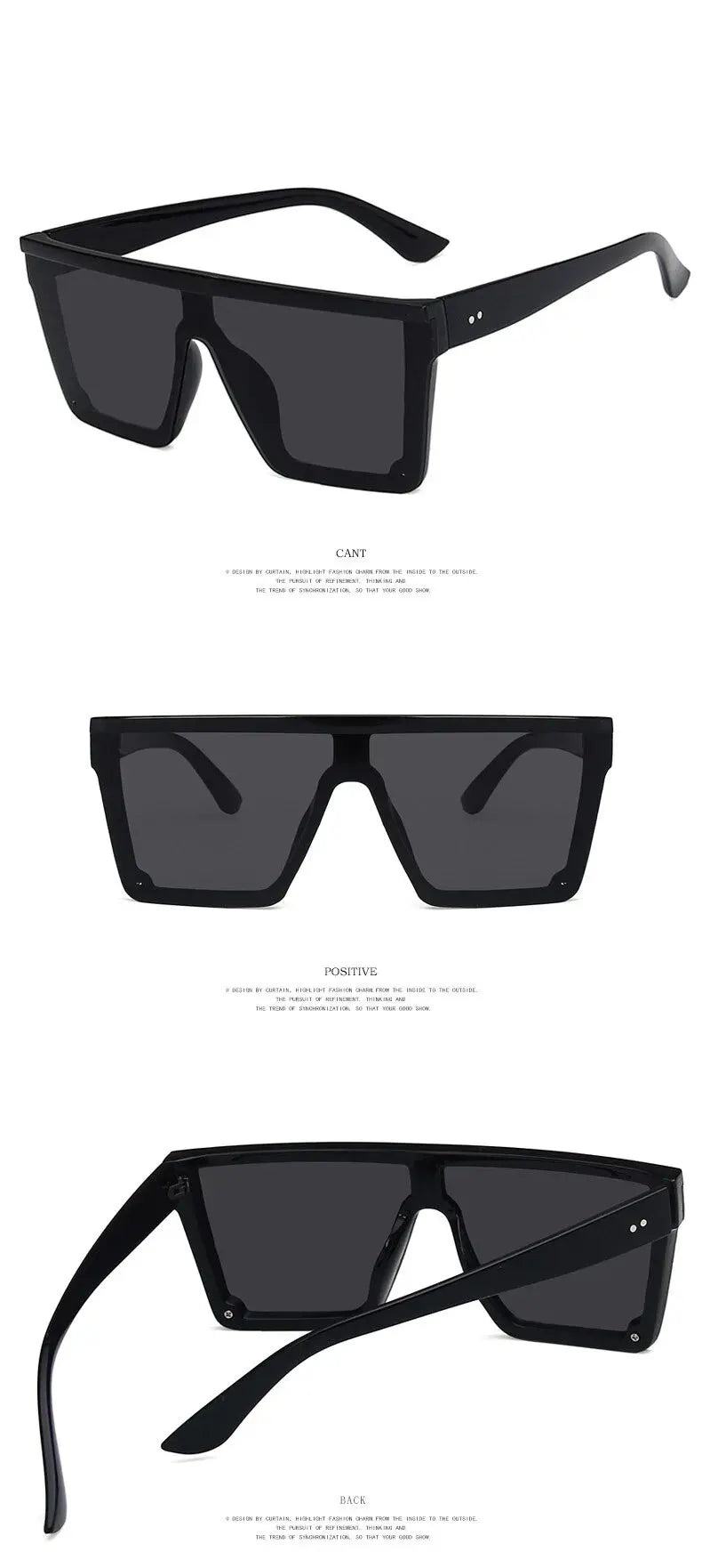 New Large-frame One-piece Sunglasses, European And American Fashionable Square Frame Sunglasses For Women, Colorful Glasses