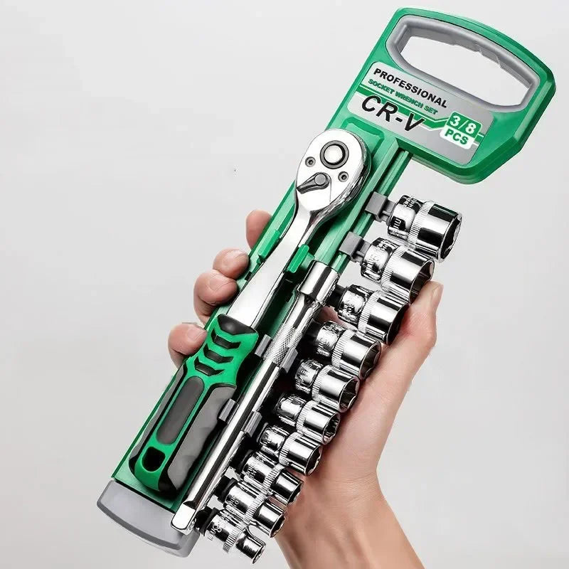 Ratchet Socket Wrench Set 1/4 3/8 1/2 Combination Motorcycle Car Repair Hand Tools Spanner Sleeves Head Auto Repairing Kit