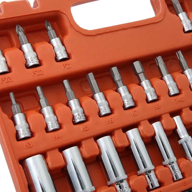 46/53 Piece/Set 1/4-Inch Socket Set Car Repair Tool Ratchet Torque Wrench Combo Auto Repairing Tool Set NEW Car Repair Tool Kit