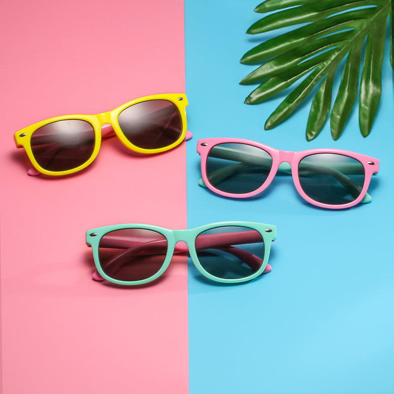 Polarized Kids Sunglasses TR90 Silicone Gel Frame Classic Square Children Sun Glasses Girls Boys Multi Color Baby Goggles UV400