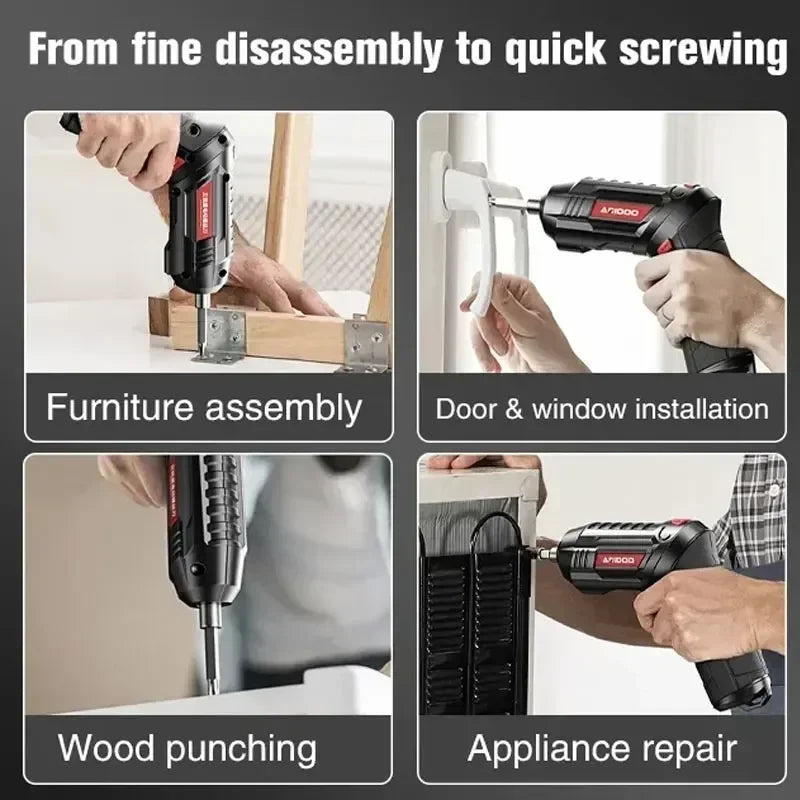 47pcs Electric Screwdriver Cordless Electric Kit Household Small Electric Drill Driver Front LED Light Easy For Small Home Tools