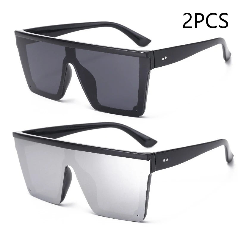 New Large-frame One-piece Sunglasses, European And American Fashionable Square Frame Sunglasses For Women, Colorful Glasses