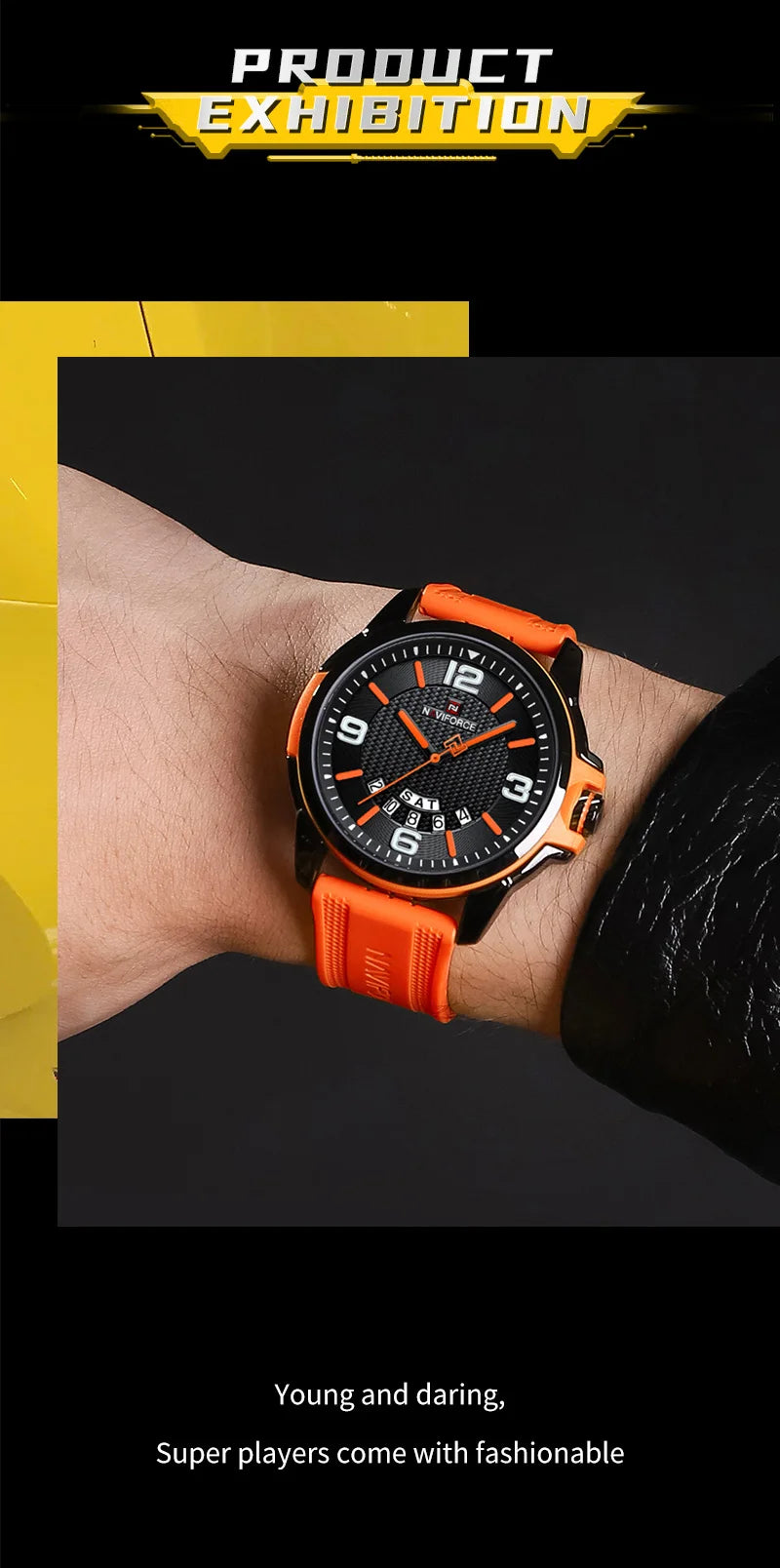 NAVIFORCE Creative TPU Strap Male Wristwatch Fashion Sports 3ATM Waterproof Quartz Day and Date Display Men Watches Reloj Hombre