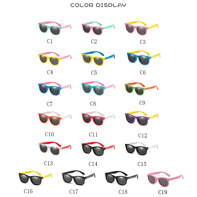 Polarized Kids Sunglasses TR90 Silicone Gel Frame Classic Square Children Sun Glasses Girls Boys Multi Color Baby Goggles UV400