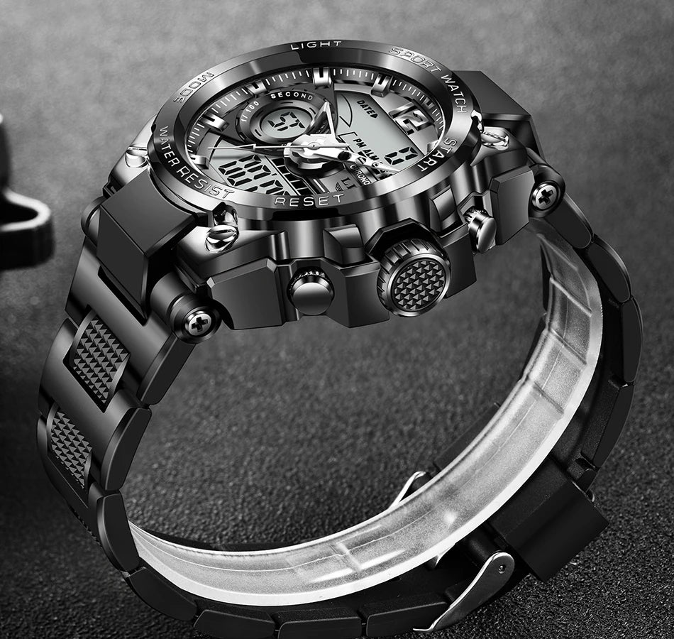 LIGE Men Military Watch Digital 50m Waterproof Wristwatch LED Quartz Clock Sport Watch Male Big Watches Men Relogios Masculino