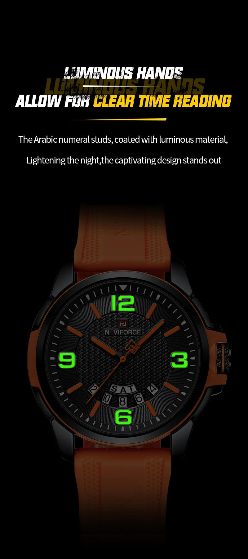 NAVIFORCE Creative TPU Strap Male Wristwatch Fashion Sports 3ATM Waterproof Quartz Day and Date Display Men Watches Reloj Hombre