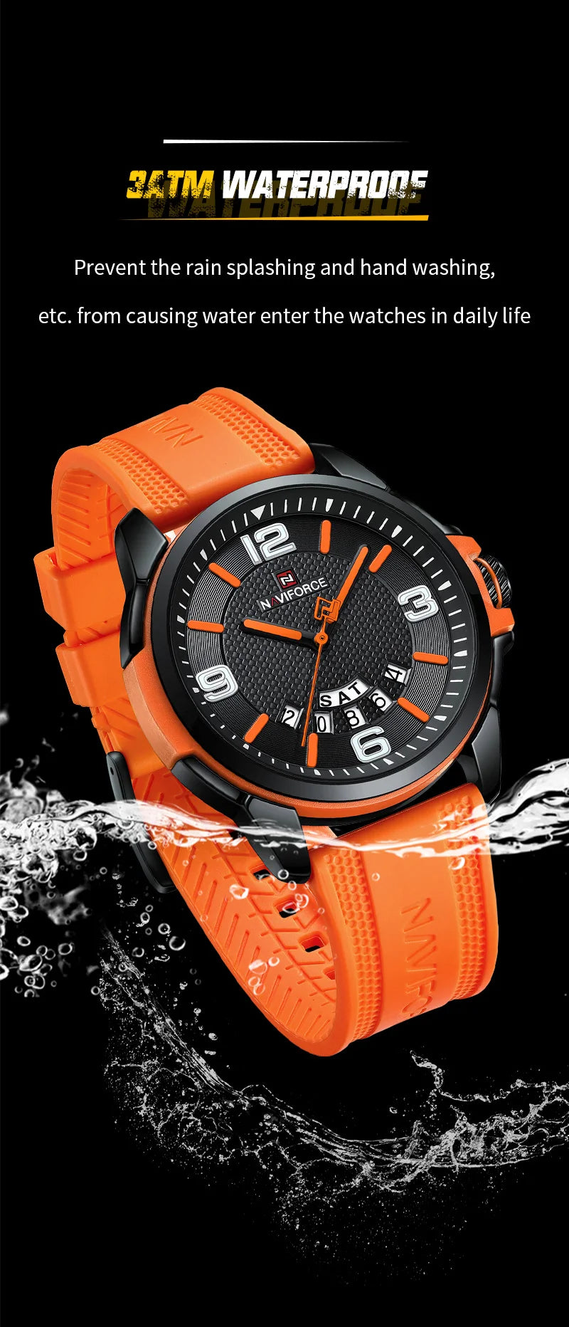 NAVIFORCE Creative TPU Strap Male Wristwatch Fashion Sports 3ATM Waterproof Quartz Day and Date Display Men Watches Reloj Hombre