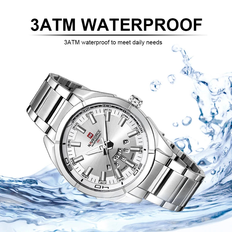 NAVIFORCE Classic Casual Watch for Men Stainless teel Sport Waterproof Male Watches Quartz Date Display Clock  Relogio Masculino